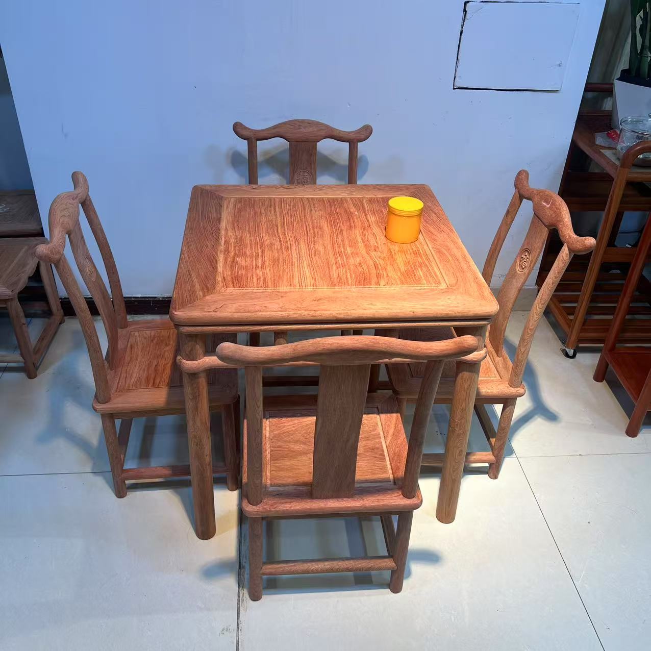 红木小巴花小方桌阳台卧室客厅成套家具