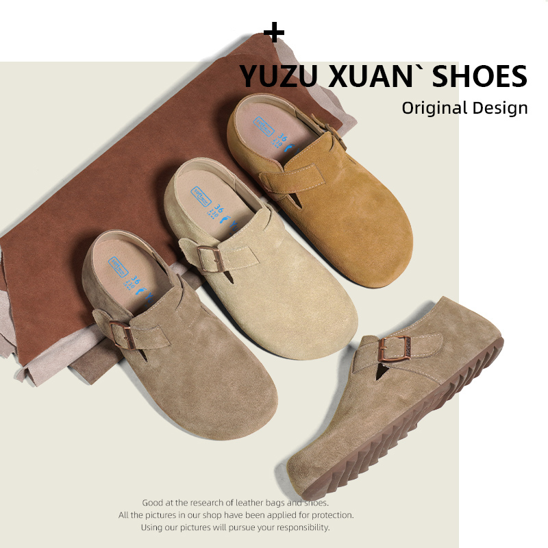 【小卢专属】厚底真皮全包勃肯鞋女内增高春秋博肯鞋软底牛皮女鞋