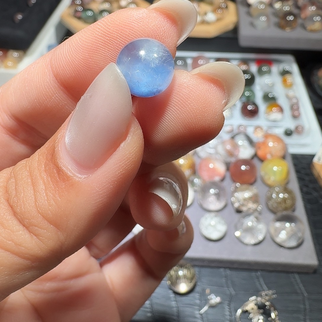 ᵧ***༦未镶嵌水晶珠宝半成品蓝团圆珠9.2mm尾款