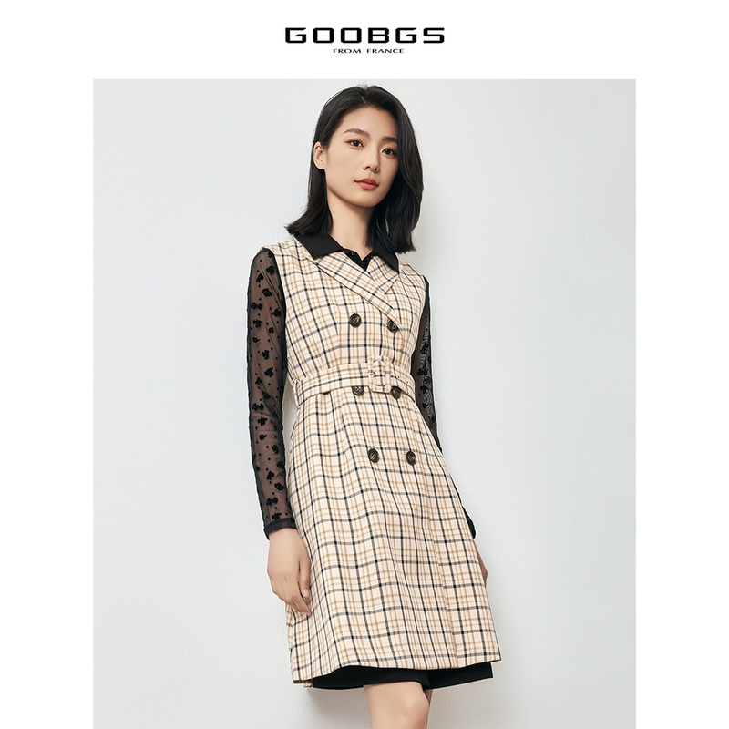 【籽言专属 】谷邦GOOBGS 格子收腰外套 G3157604