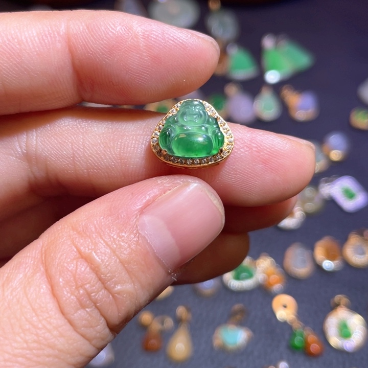 翡翠银S925镶嵌吊坠(不含链)天然翡翠