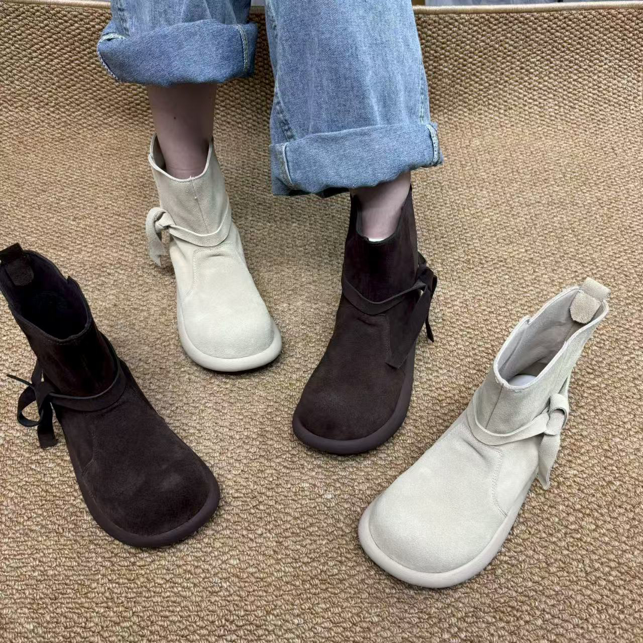 2820马丁靴新款秋季套筒高帮短靴时尚马丁靴女日常休闲百搭