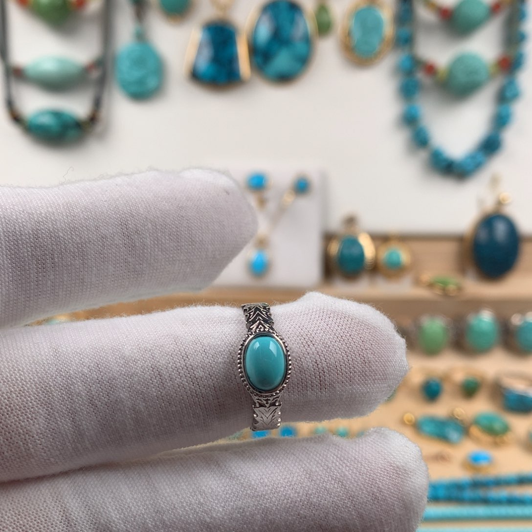 绿松石珠宝奇石银S925镶嵌