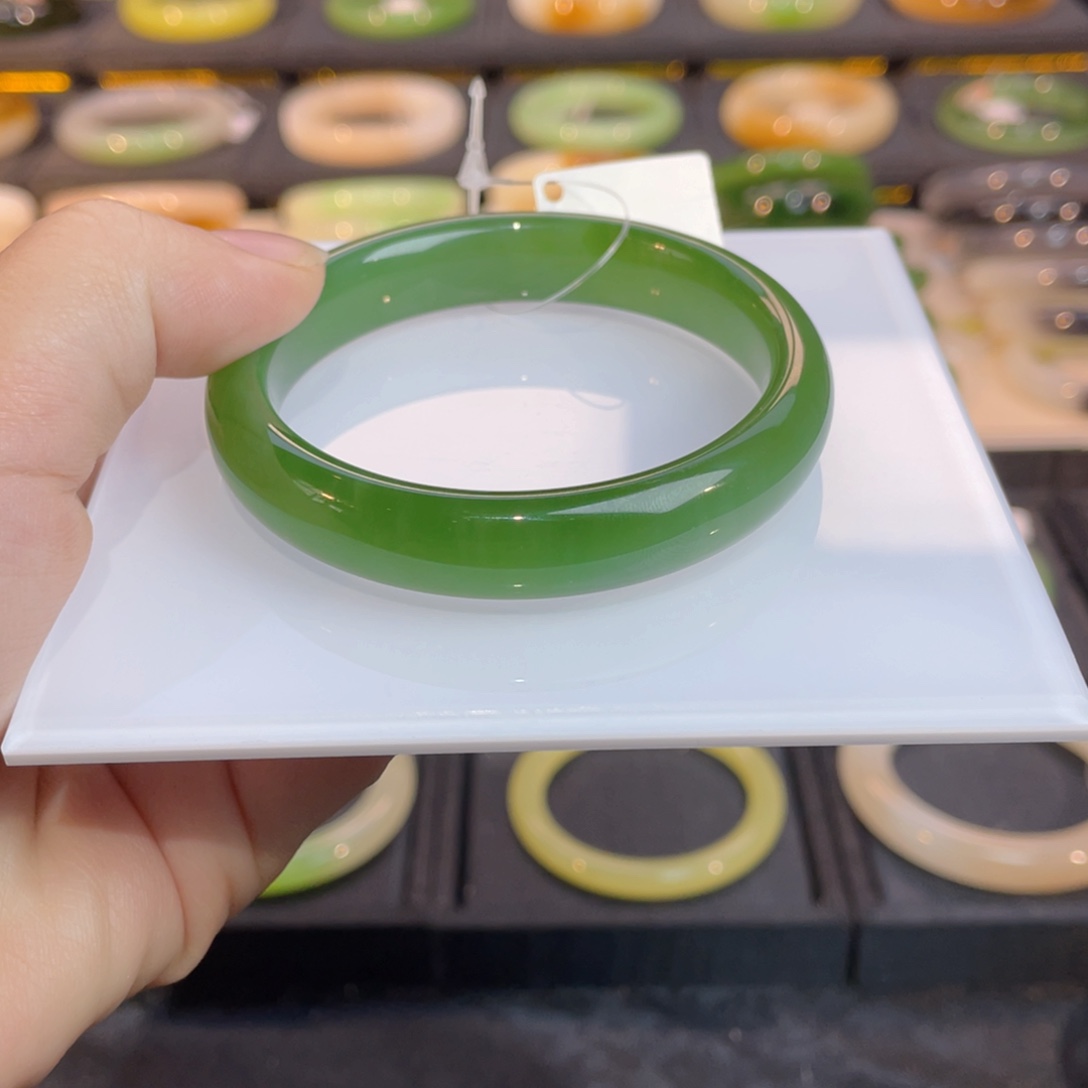 和田玉手镯未镶嵌碧玉猫眼手镯54➕