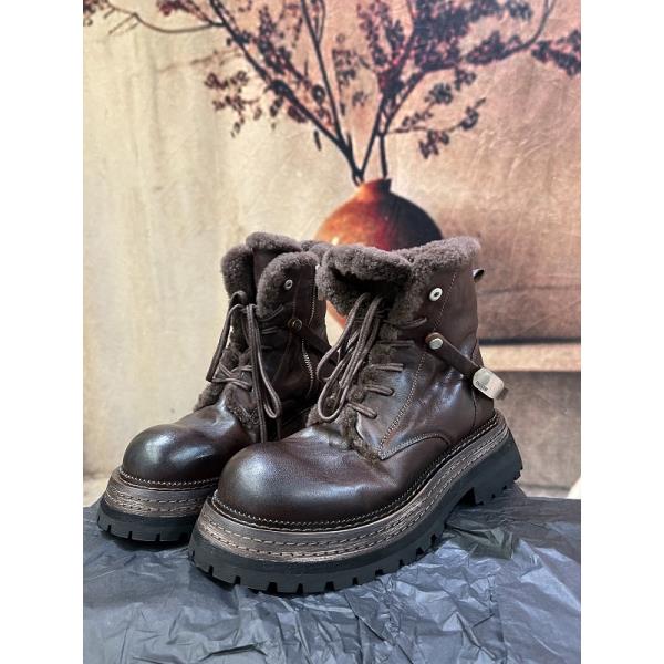 CHENC意大利复古水洗马皮百搭德比马丁靴