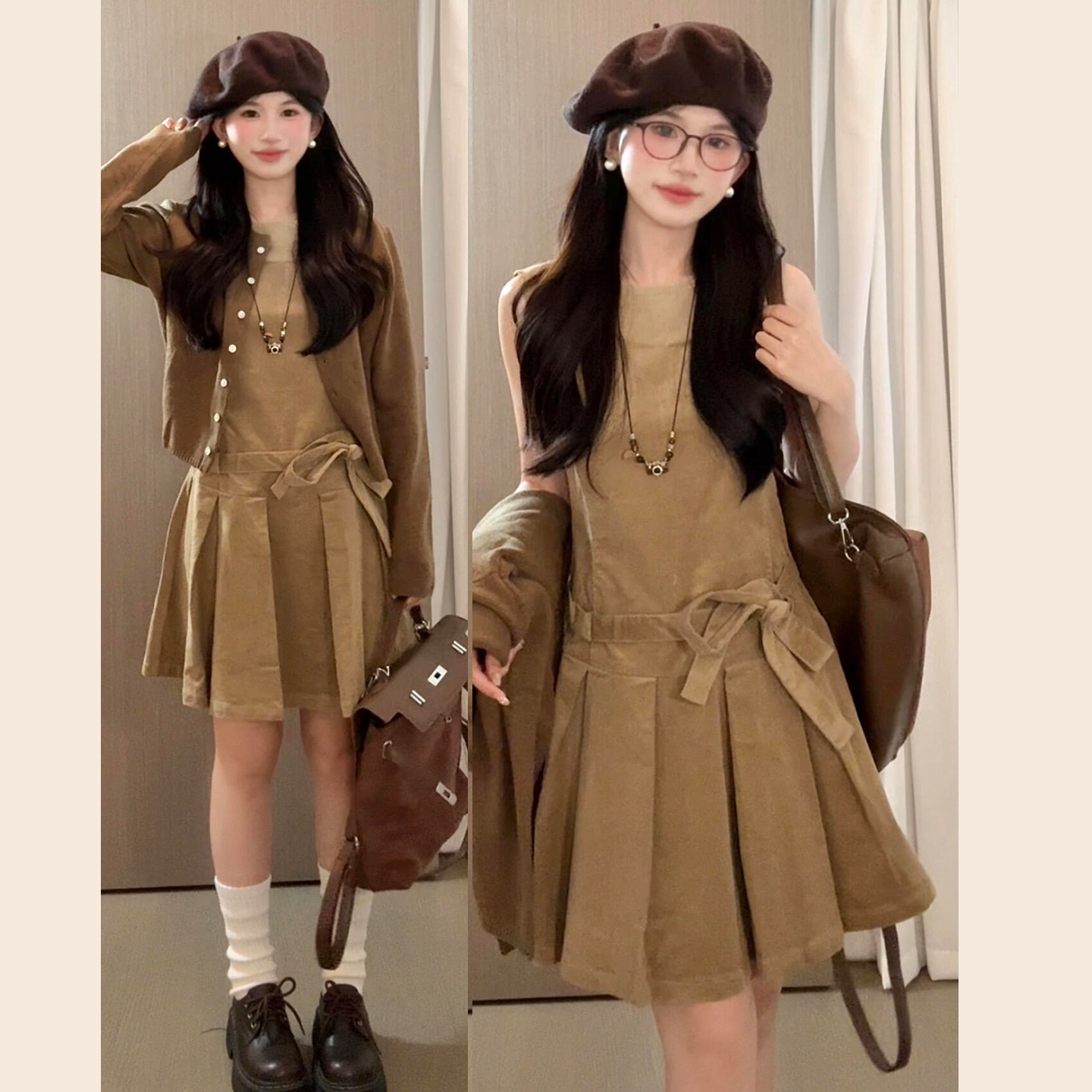 法式长袖连衣裙子女秋冬季2025韩系穿搭一整套装6368