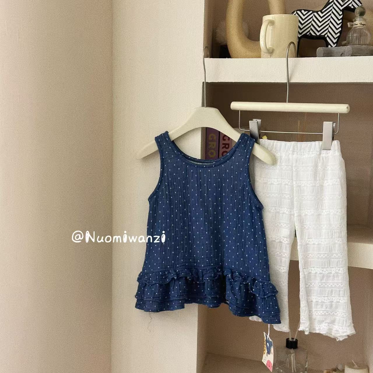 XZM-1659-儿童时尚百搭波点花边上衣（夏款）