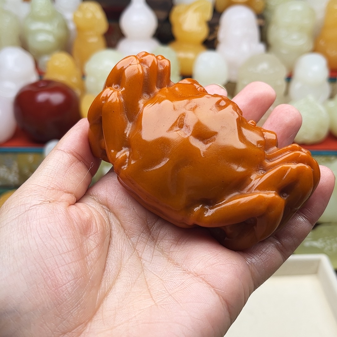 用***6石材螃蟹手把摆件