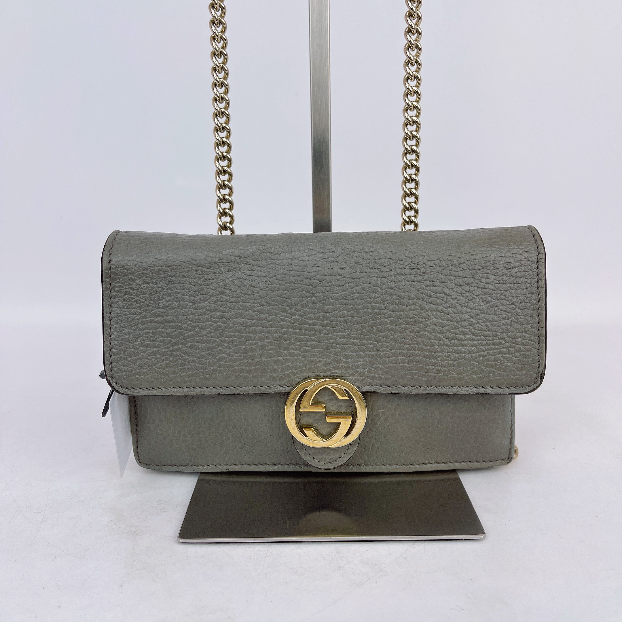 95新 GUCCI/古驰 古驰灰色链条包底18 H724