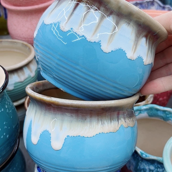 多肉绿植陶瓷花盆9.9包邮，有孔