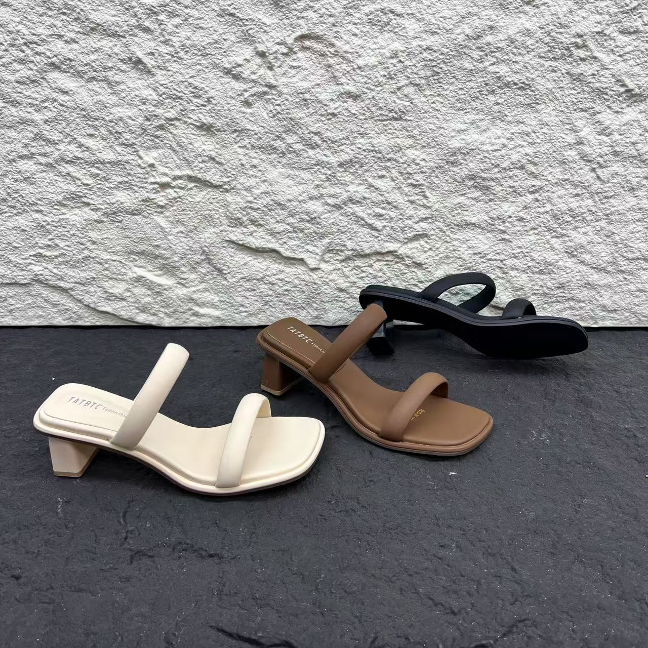 夏季新款气质高跟鞋舒适粗跟时尚露趾凉鞋女X 检 5215-39