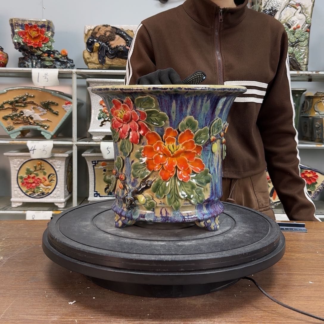 红陶梧**绵石湾盆288