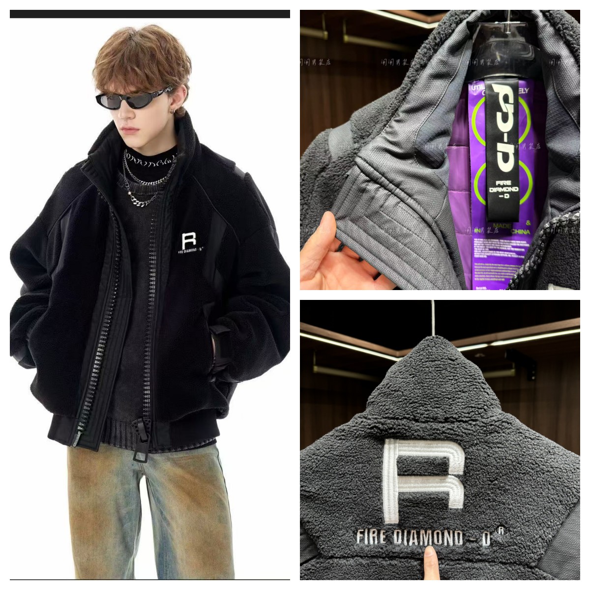 加厚冬季新款90白鸭绒潮牌高品质小众羊羔毛立领时尚羽绒服外套