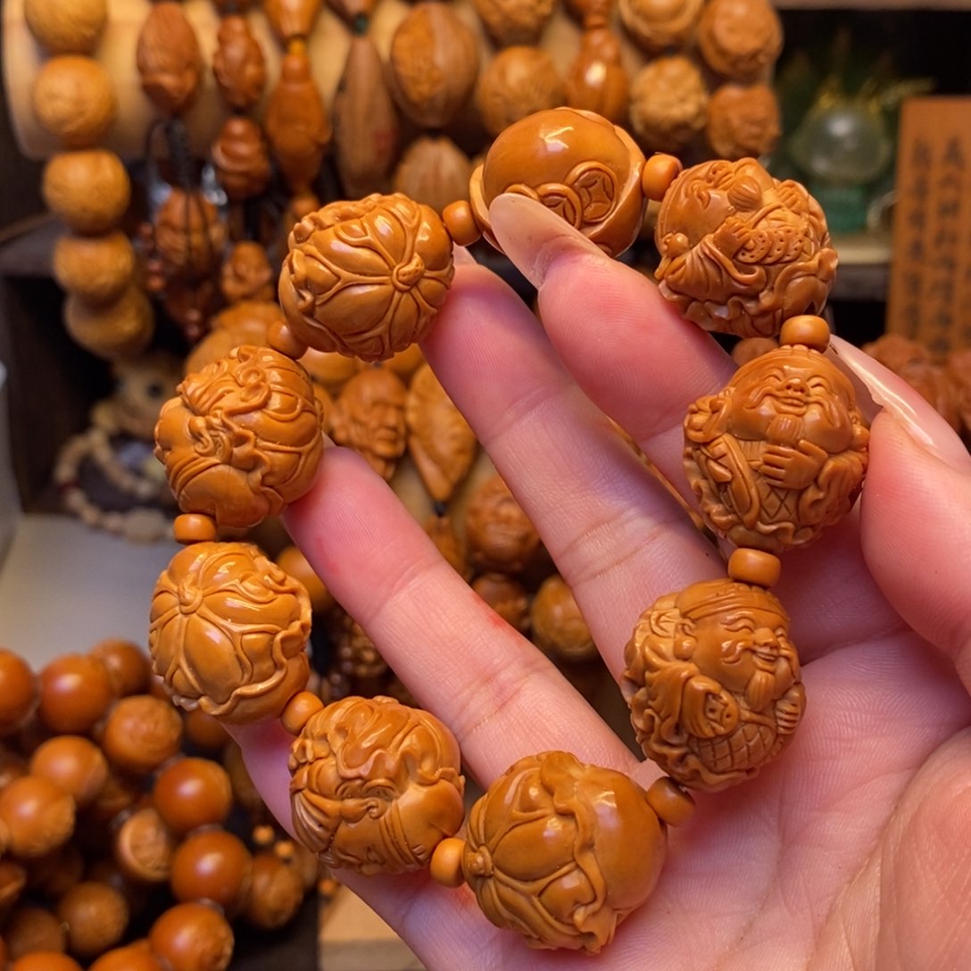 橄榄核手串/手链荷叶财神