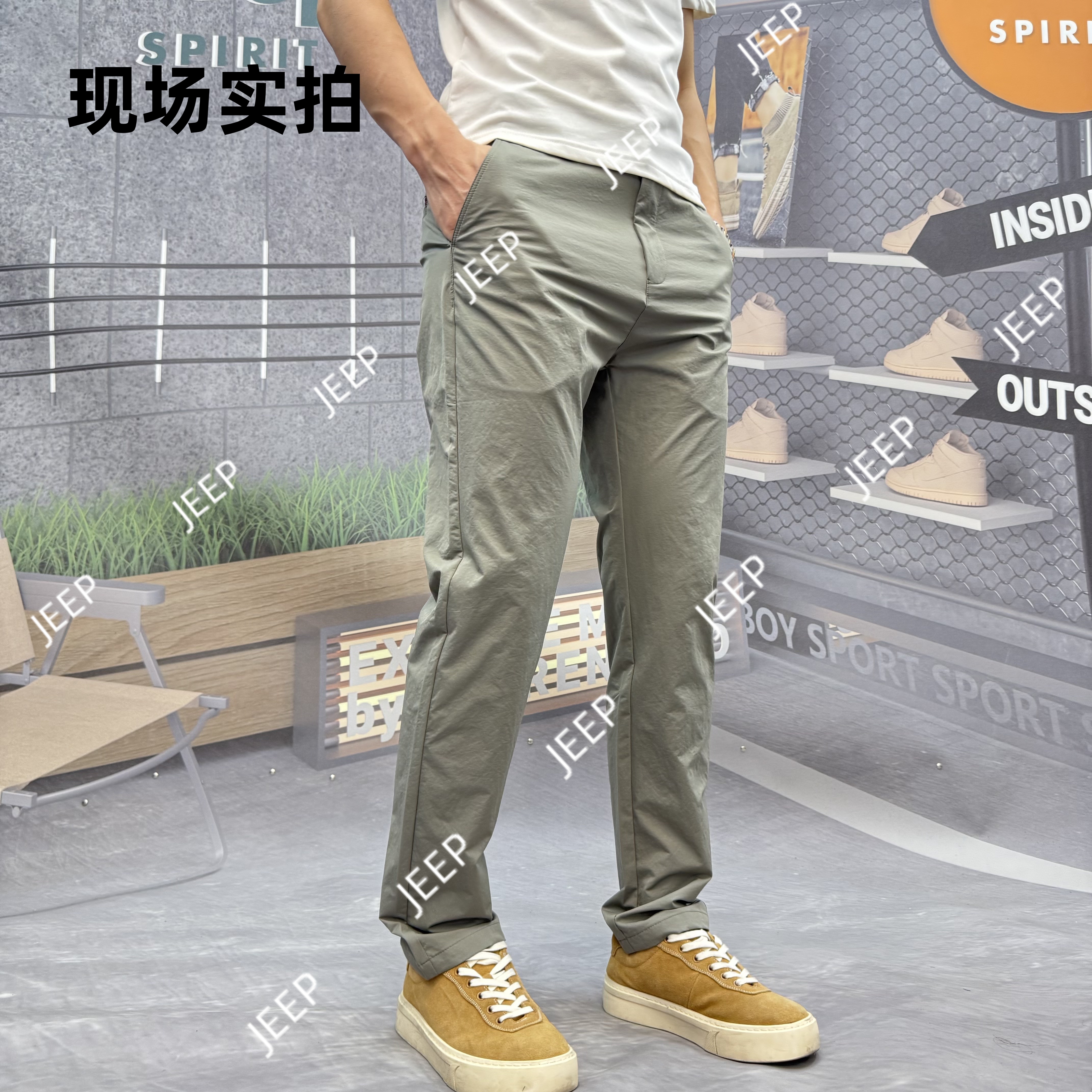 JEEPSPIRITJEEPSPIRIT吉普早秋新款户外长裤高腰宽松休闲裤1558-1