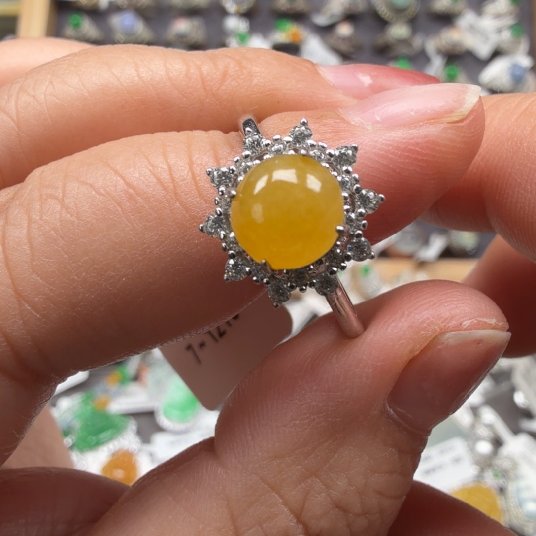 翡翠银S925镶嵌戒指8010