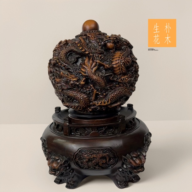 【时来运转】摆件新中式入户玄关客厅电视柜办公室开业九龙转运珠