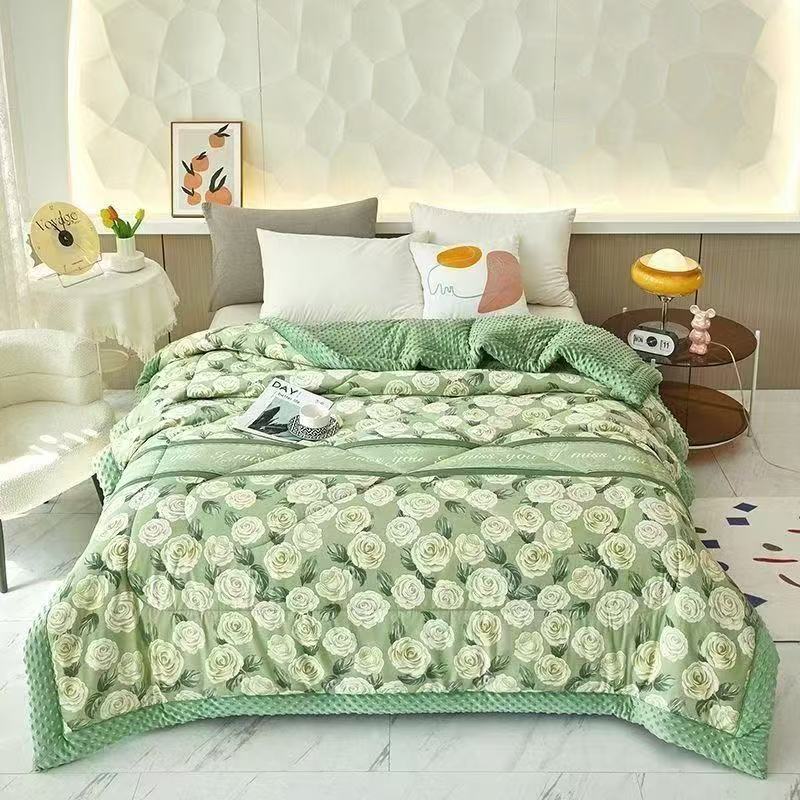 新款加绒春秋3D豆豆绒被单双人可机洗春秋冬被学生宿舍绒豆豆被子