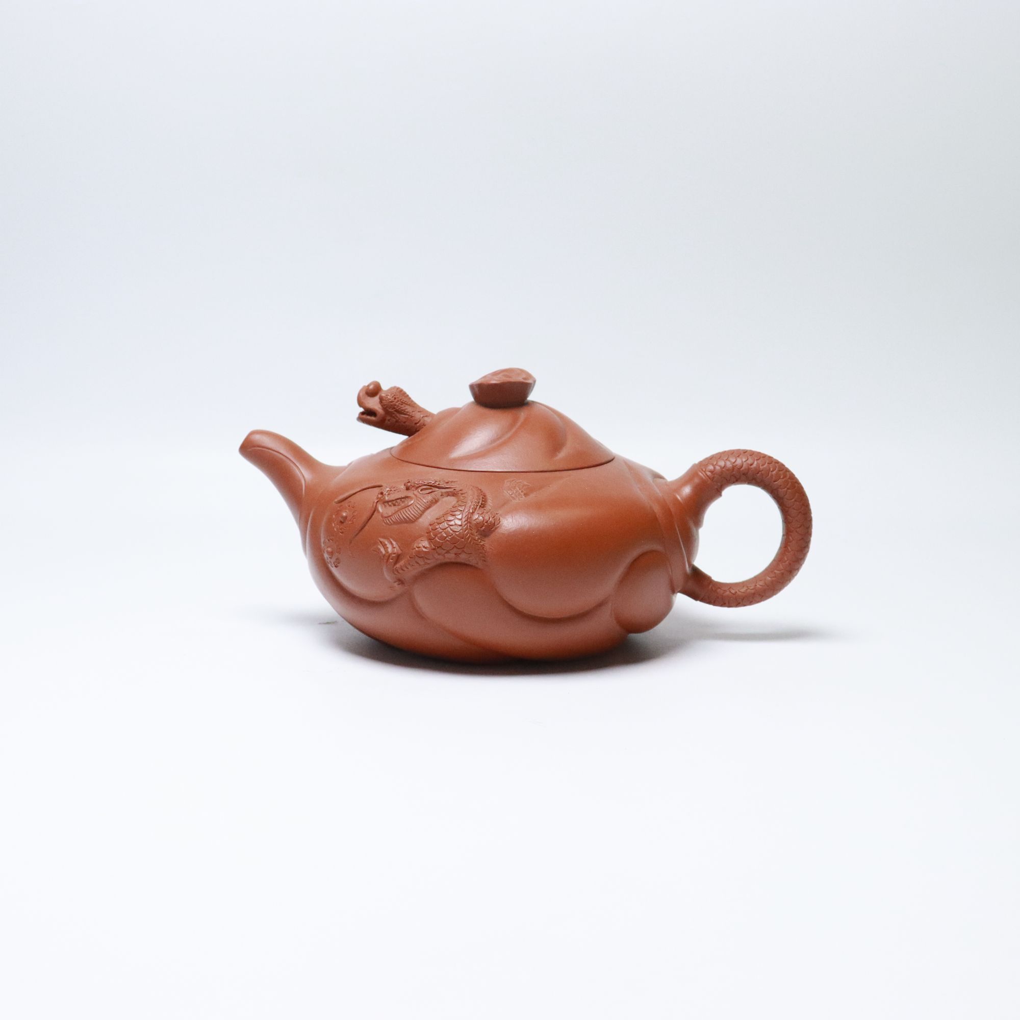 鱼化龙 宜兴紫砂壶手工原矿朱泥350cc家用紫砂壶泡茶器