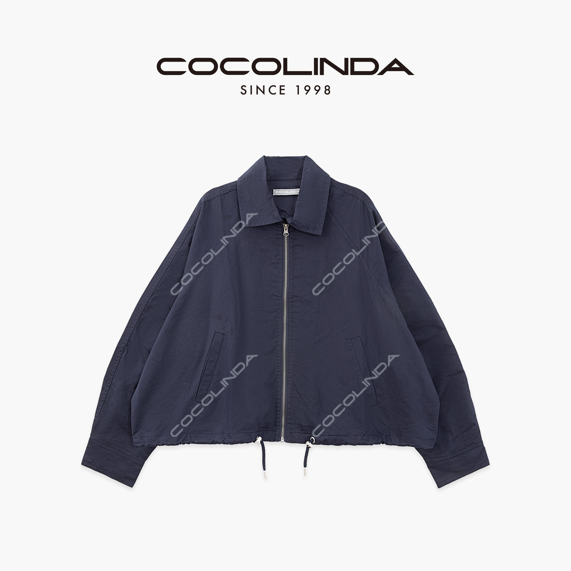 COCOLINDA | 棉质复古中性风廓形抽绳薄款短款夹克外套C5187
