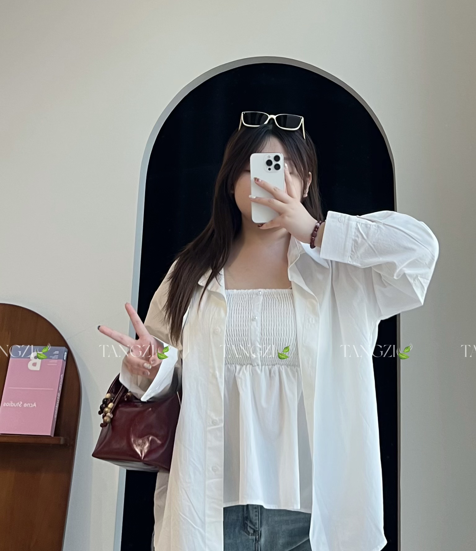 085 打揽吊带➕衬衣套装