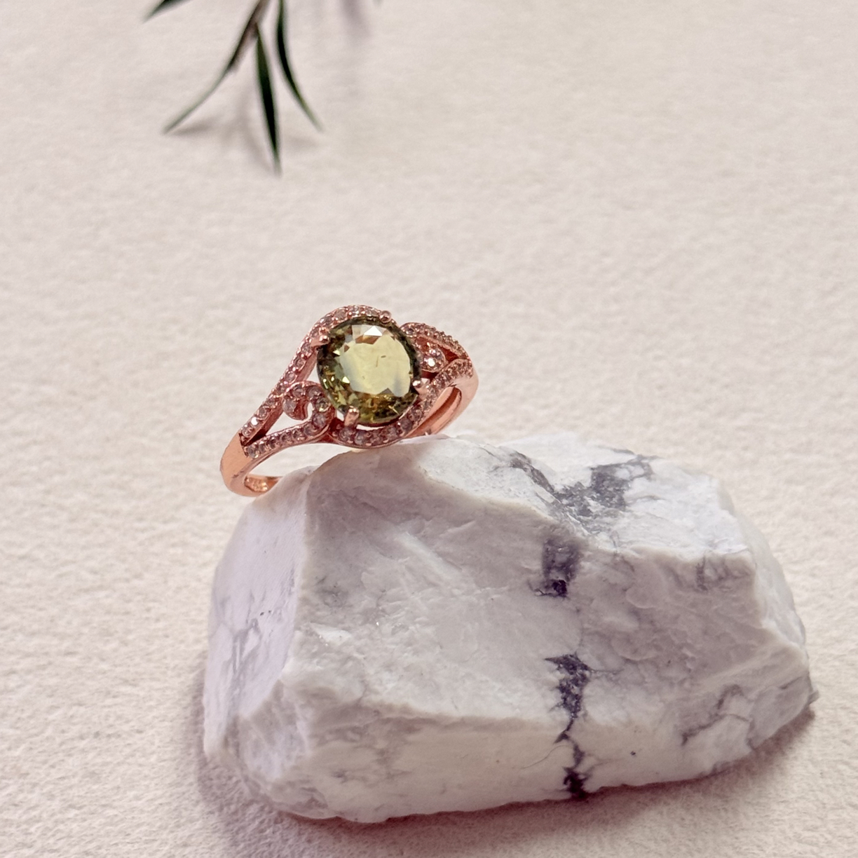 【六六中古】孤品精美s925碧玺开口戒指ty2874