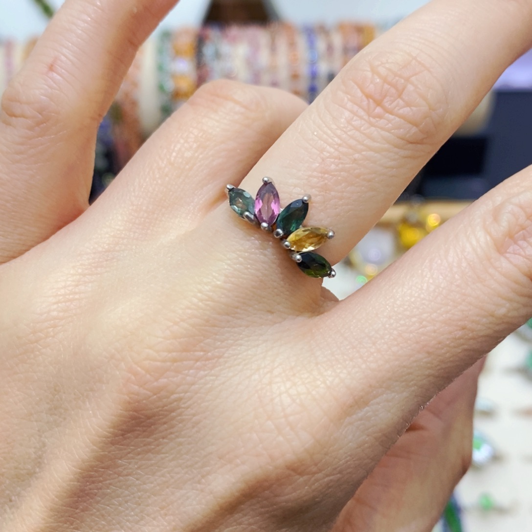 碧玺戒指银S925镶嵌戒指