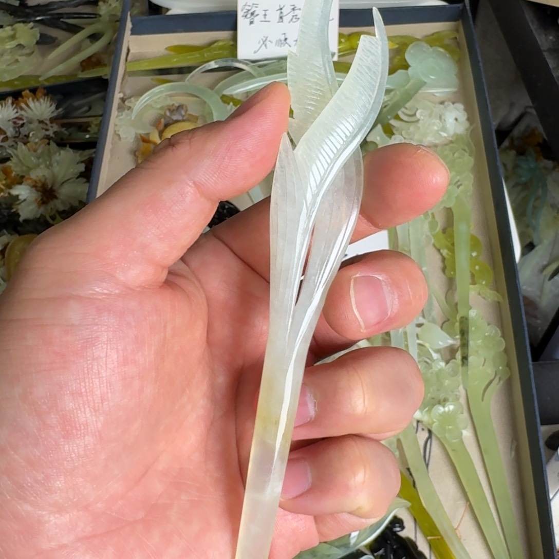 岫玉发饰未镶嵌明君玉簪就是好看