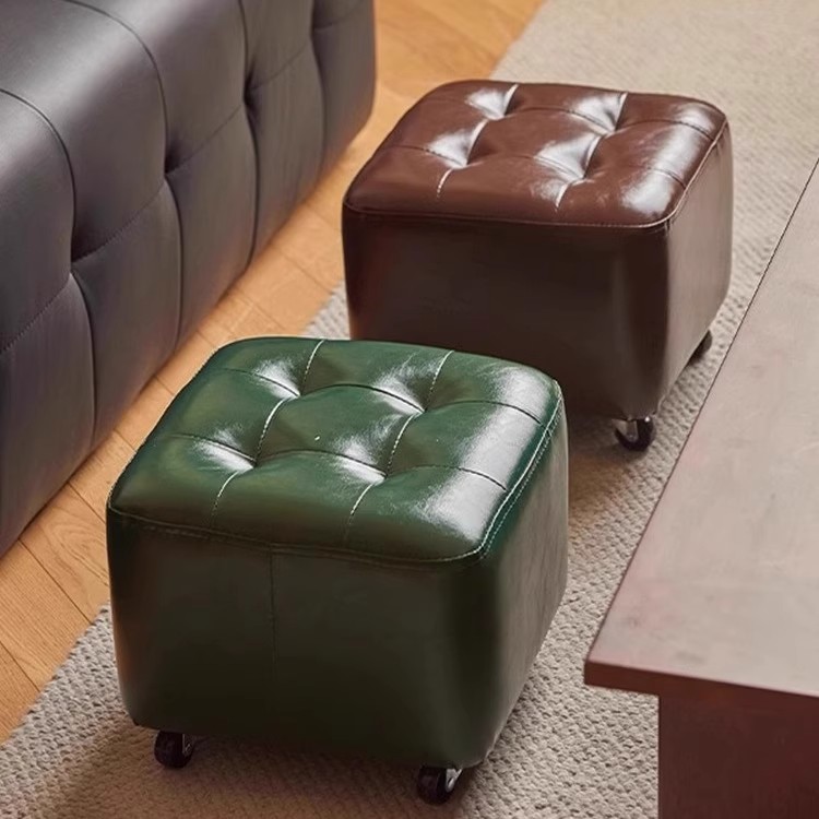 家用客厅带滑轮矮凳万向轮小凳子带娃神器儿童带滑轮板凳懒人方凳