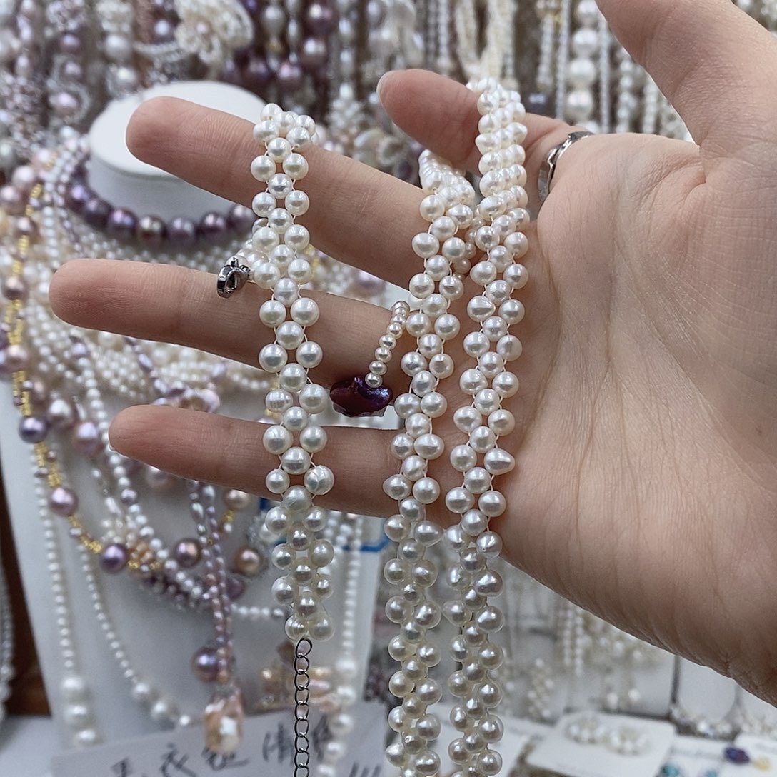 电***桃淡水珍珠耳饰银S925镶嵌