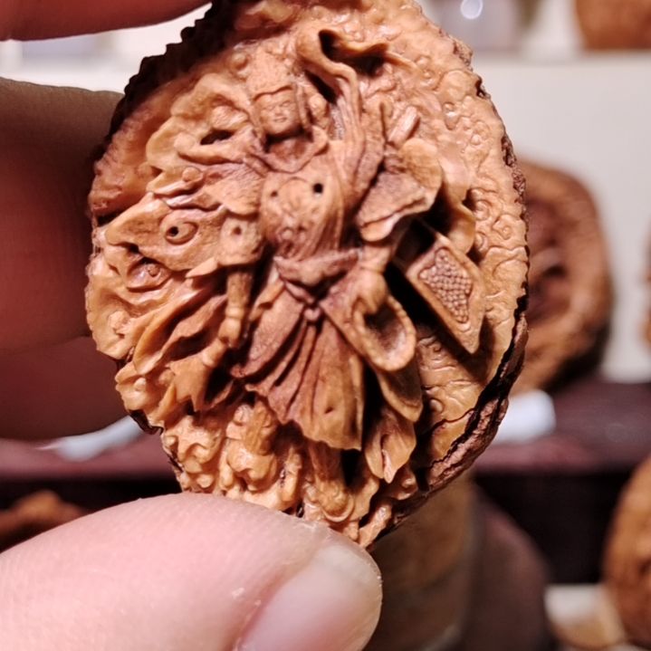 桃核纯手工雕刻二郎显圣真君