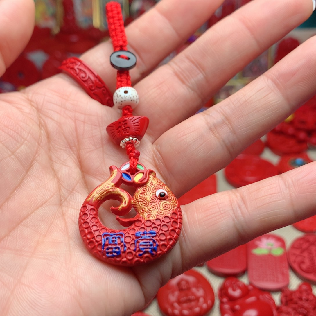 天然辰砂工艺品朱砂钥匙扣