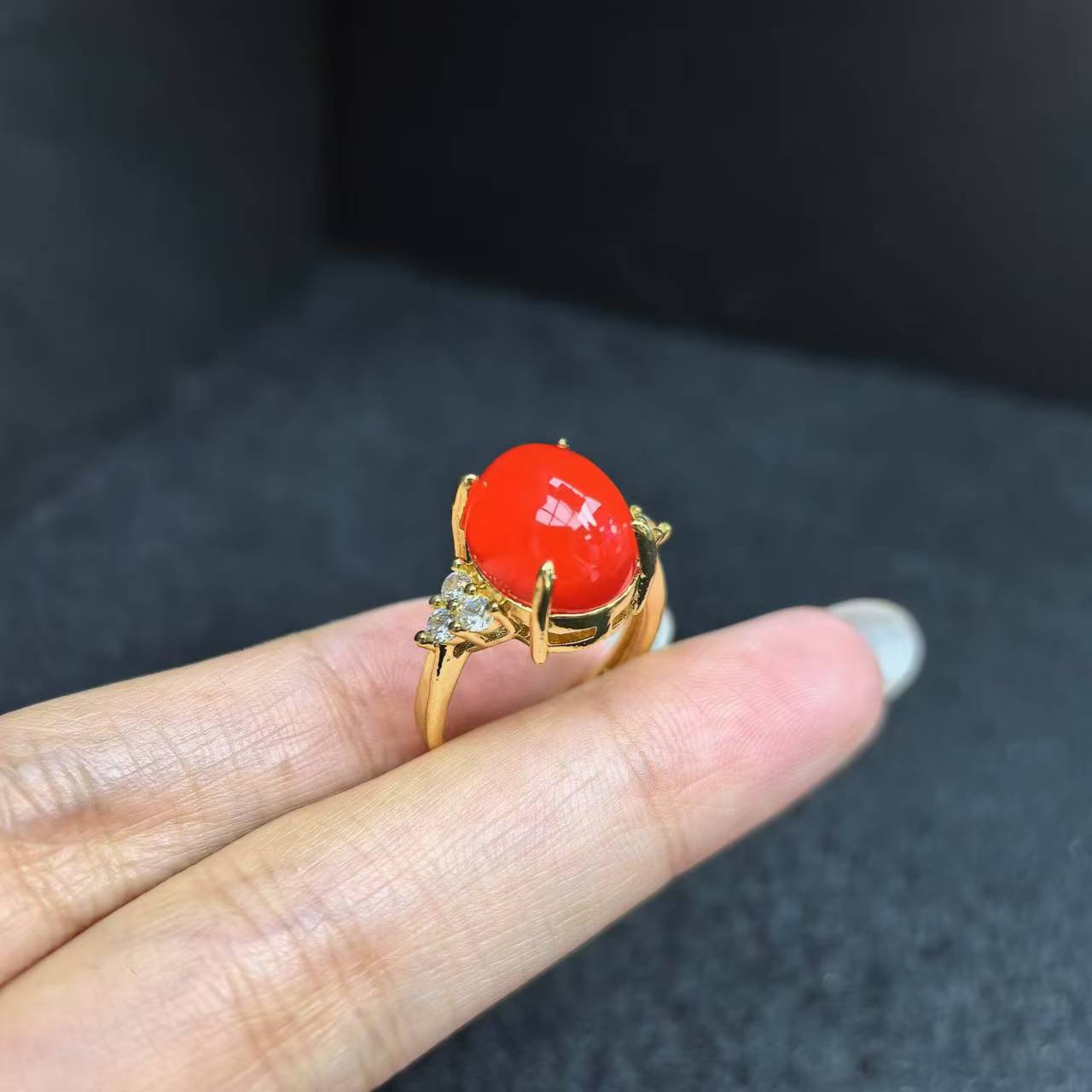 ST6271【东齐珠宝】红湖阿卡玛瑙红戒指-送礼佳品