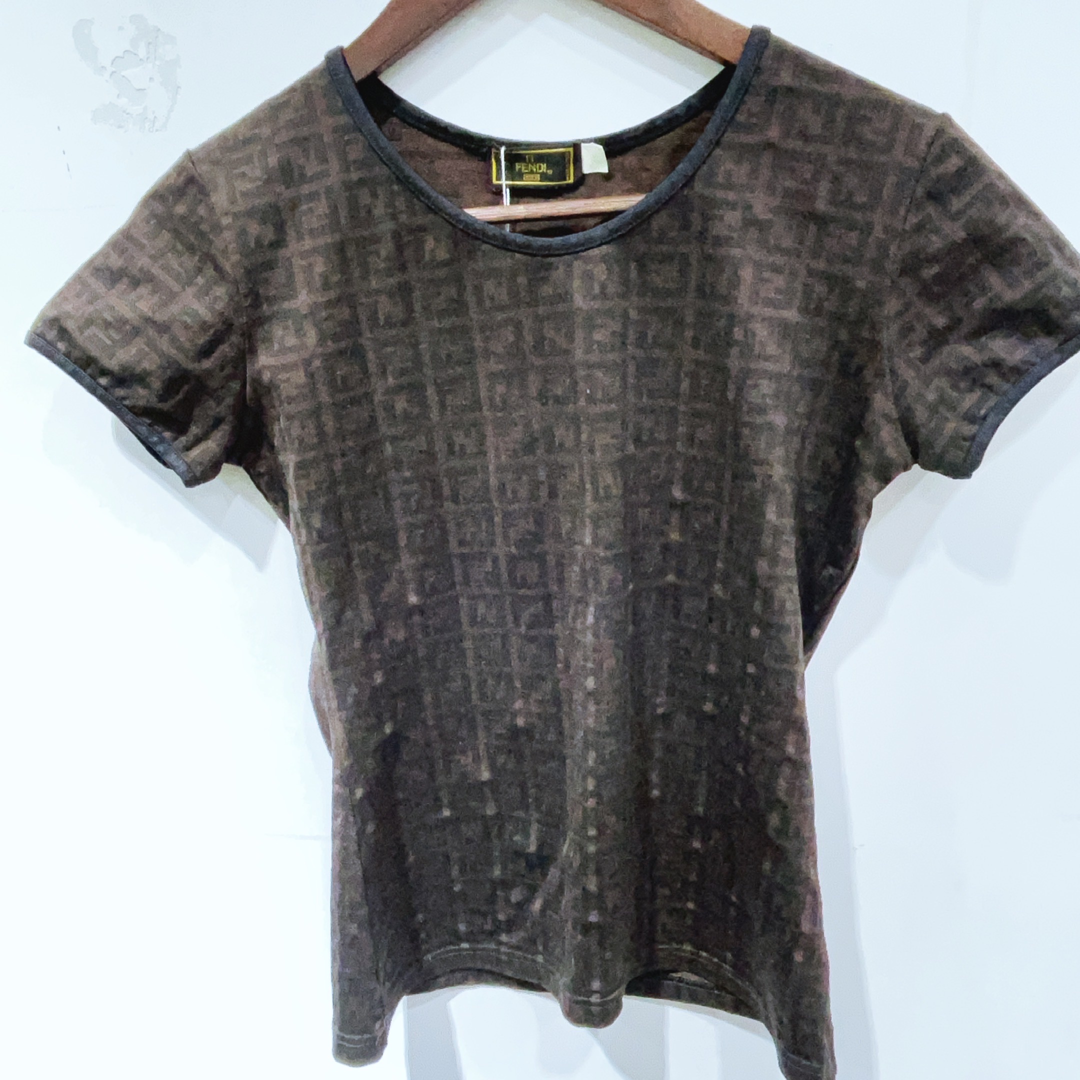 95新 FENDI/芬迪  棕色老花短袖  1752 3983 