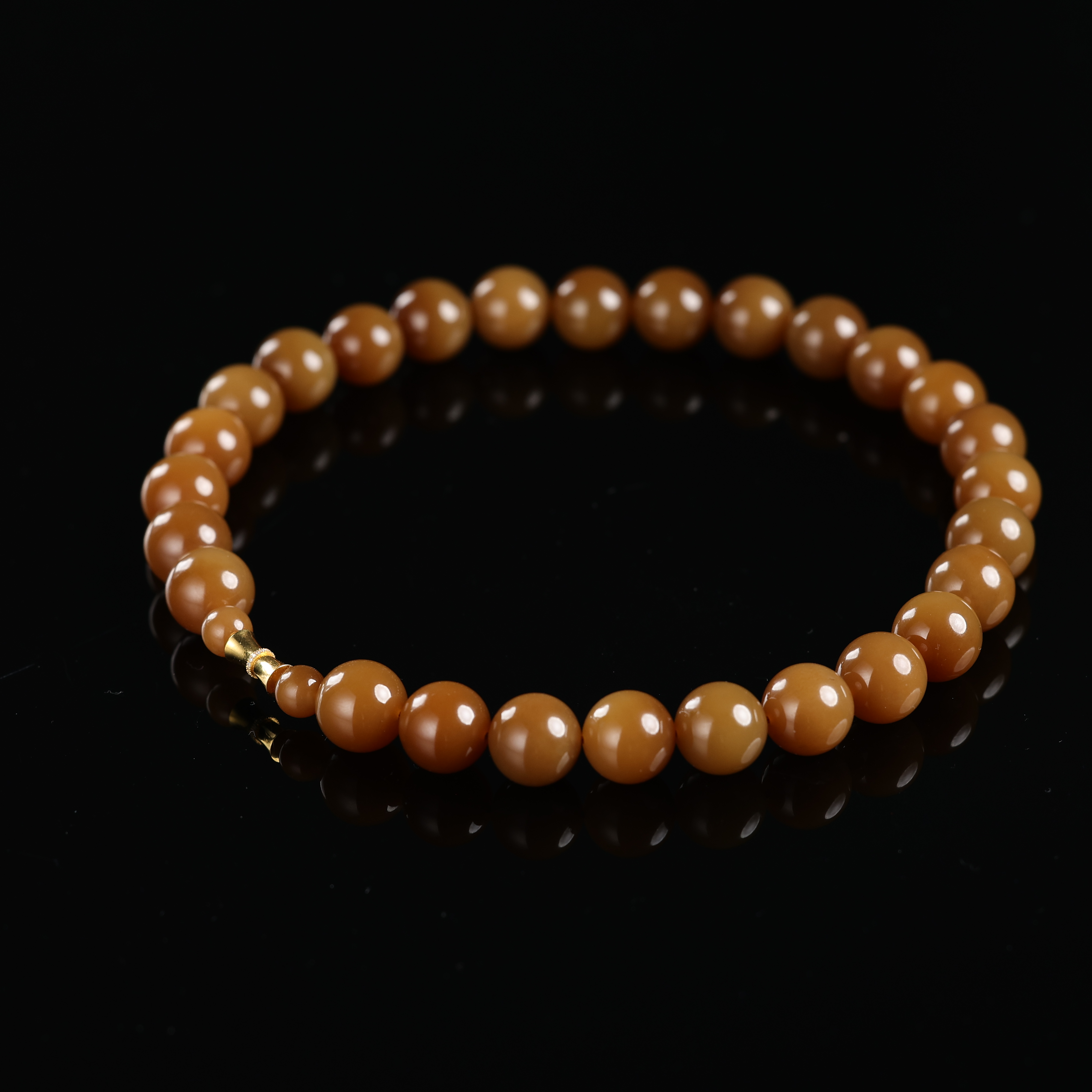 “本初”珍藏级精品和田玉高色糖玉全糖14mm项链 多样性发其一