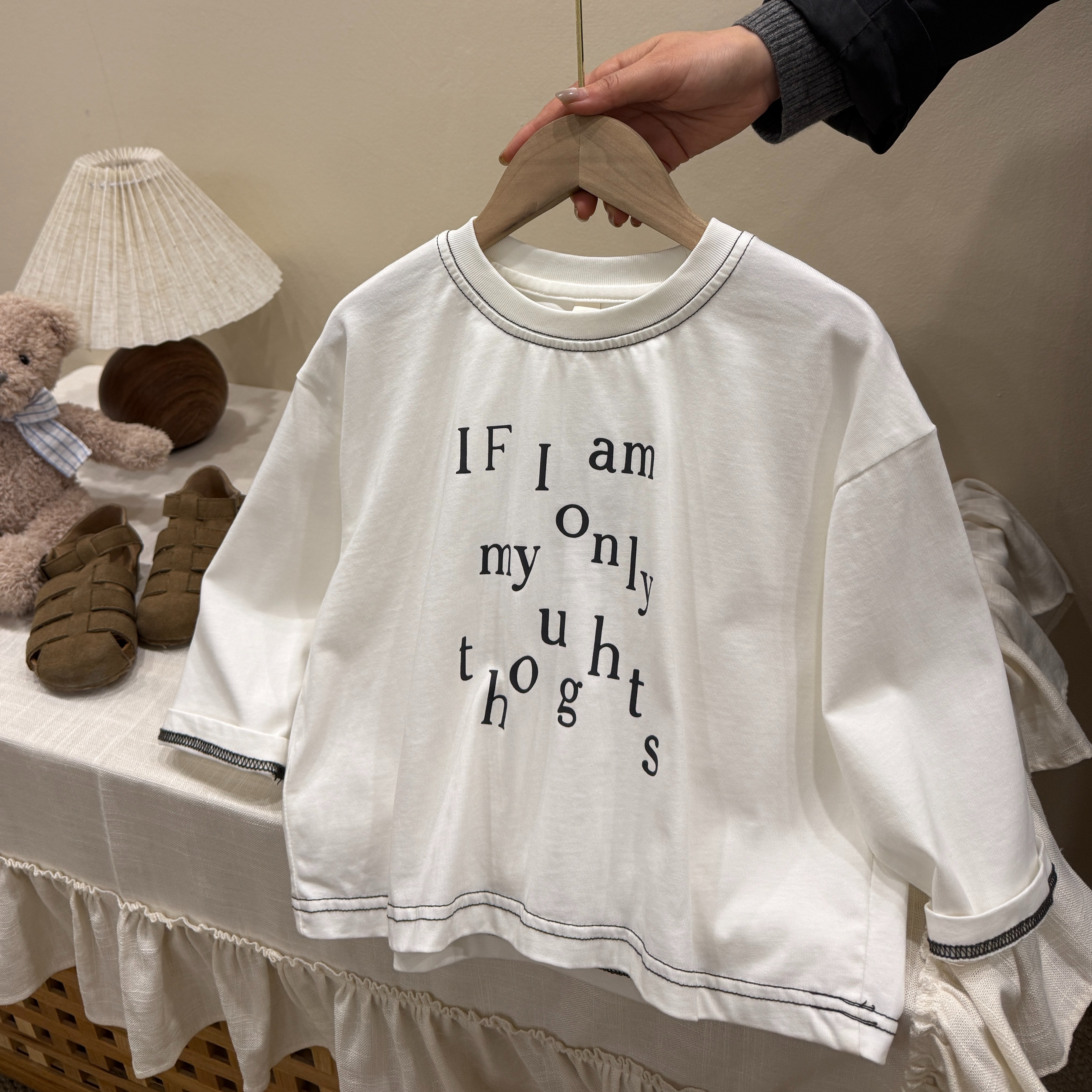 FY006男女童春季韩版中性款明线长袖T恤