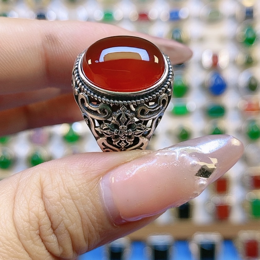 【闪购商品】玛瑙/玉髓戒指银S925镶嵌