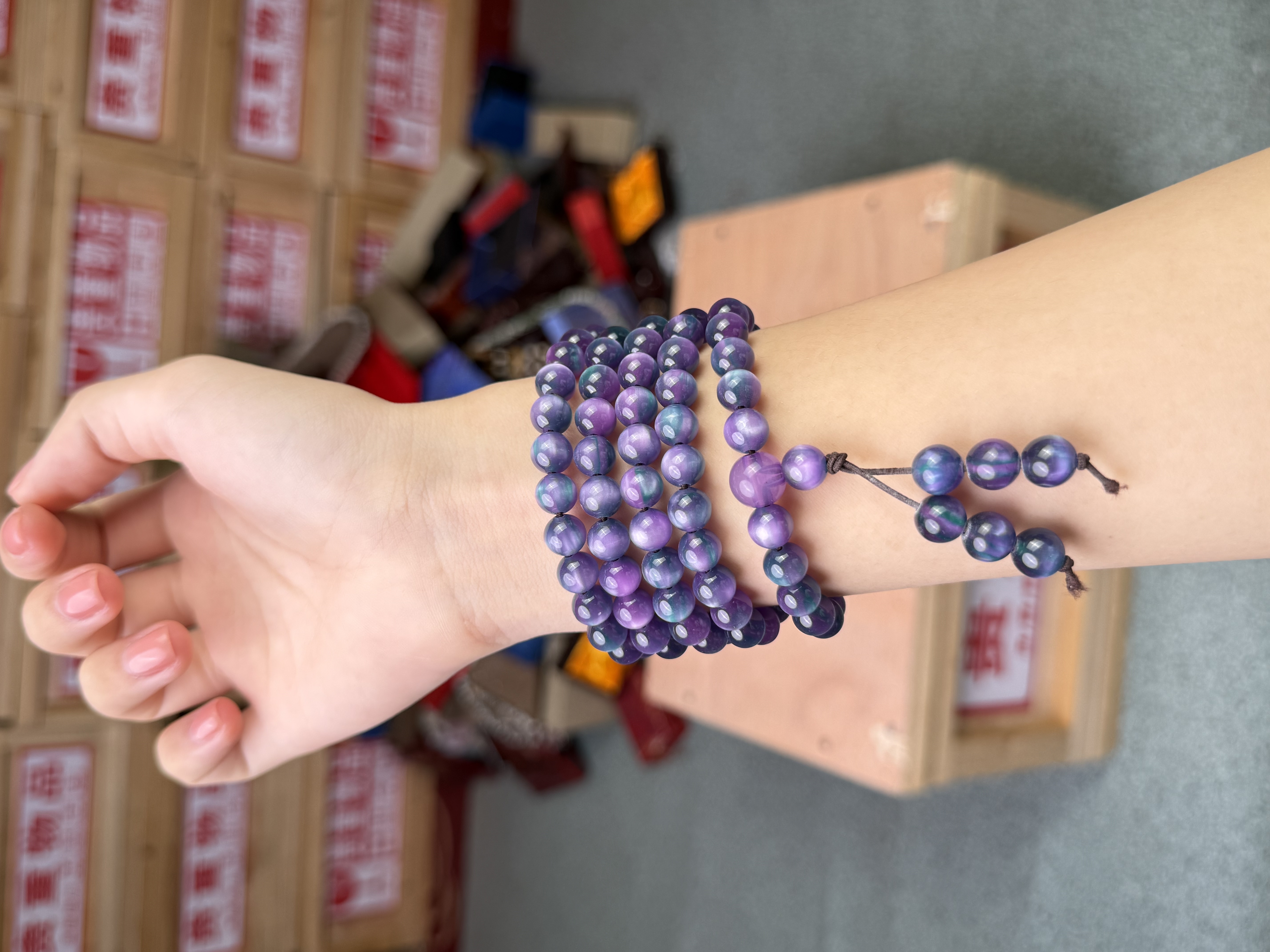 精品手串A103多圈紫玉琉璃手串无礼盒无证书