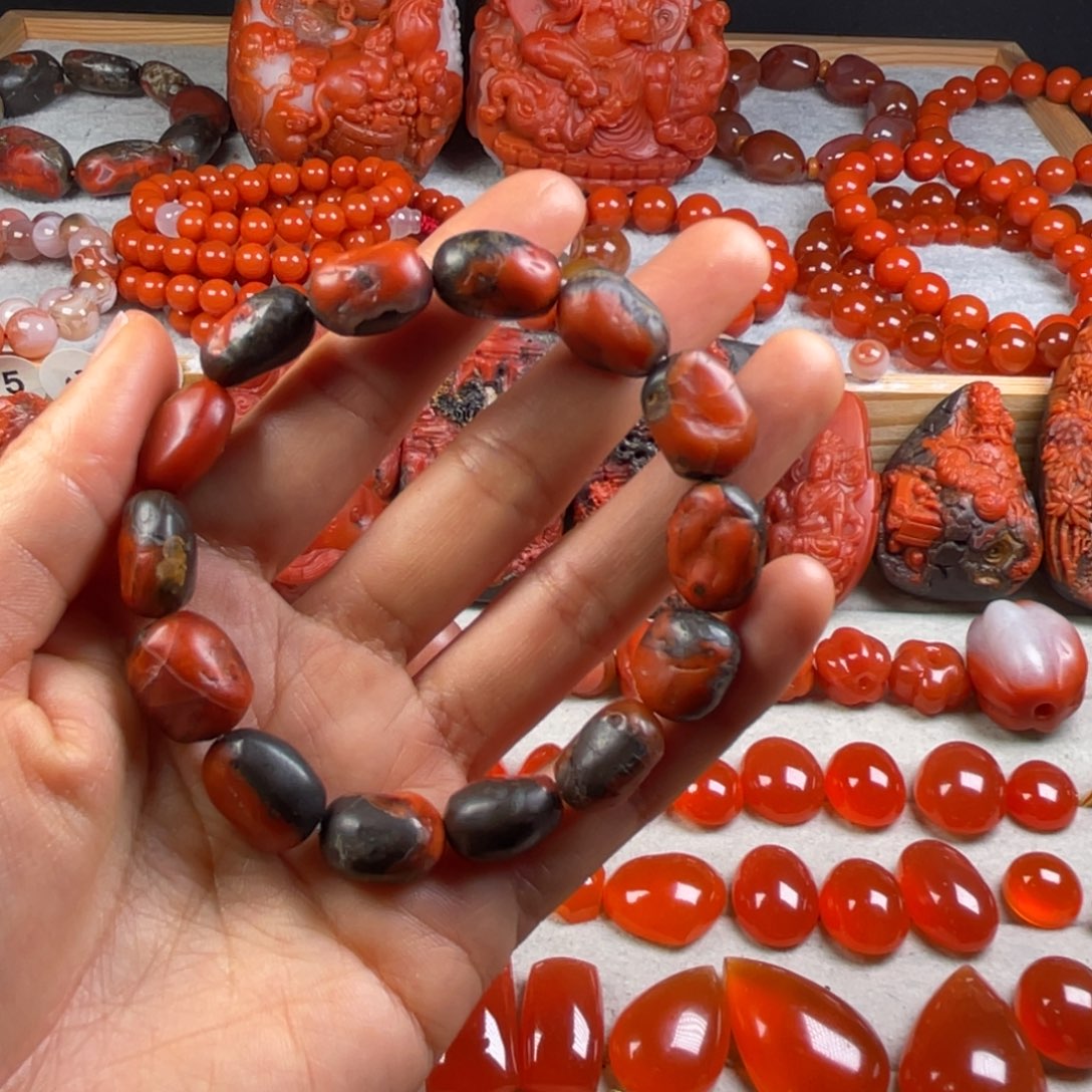 南红玛瑙天然原矿杨柳冰粉把把壶未镶嵌默**闻