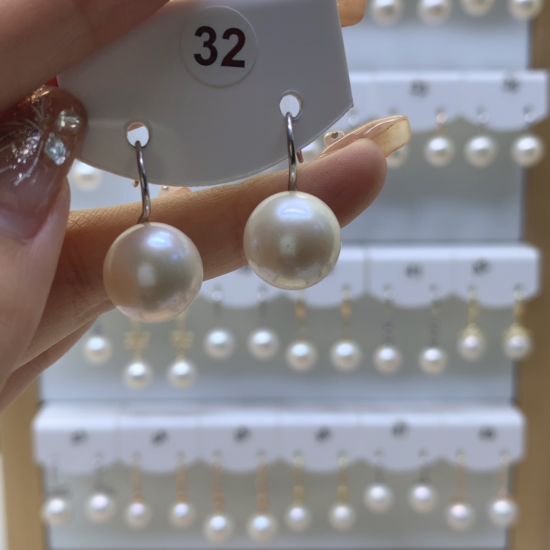 银S925镶嵌淡水珍珠耳饰