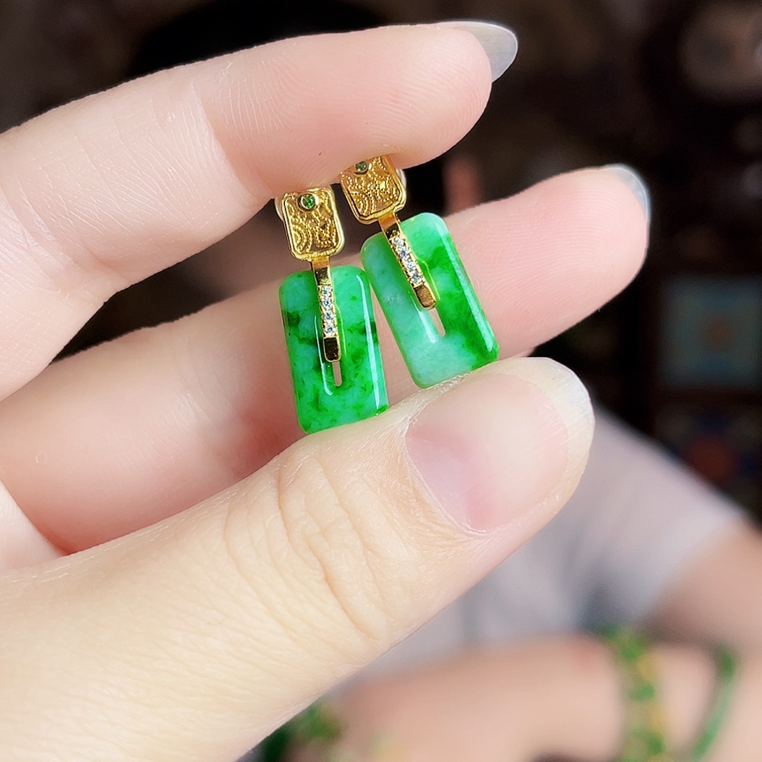 翡翠银S925镶嵌颈饰耳饰