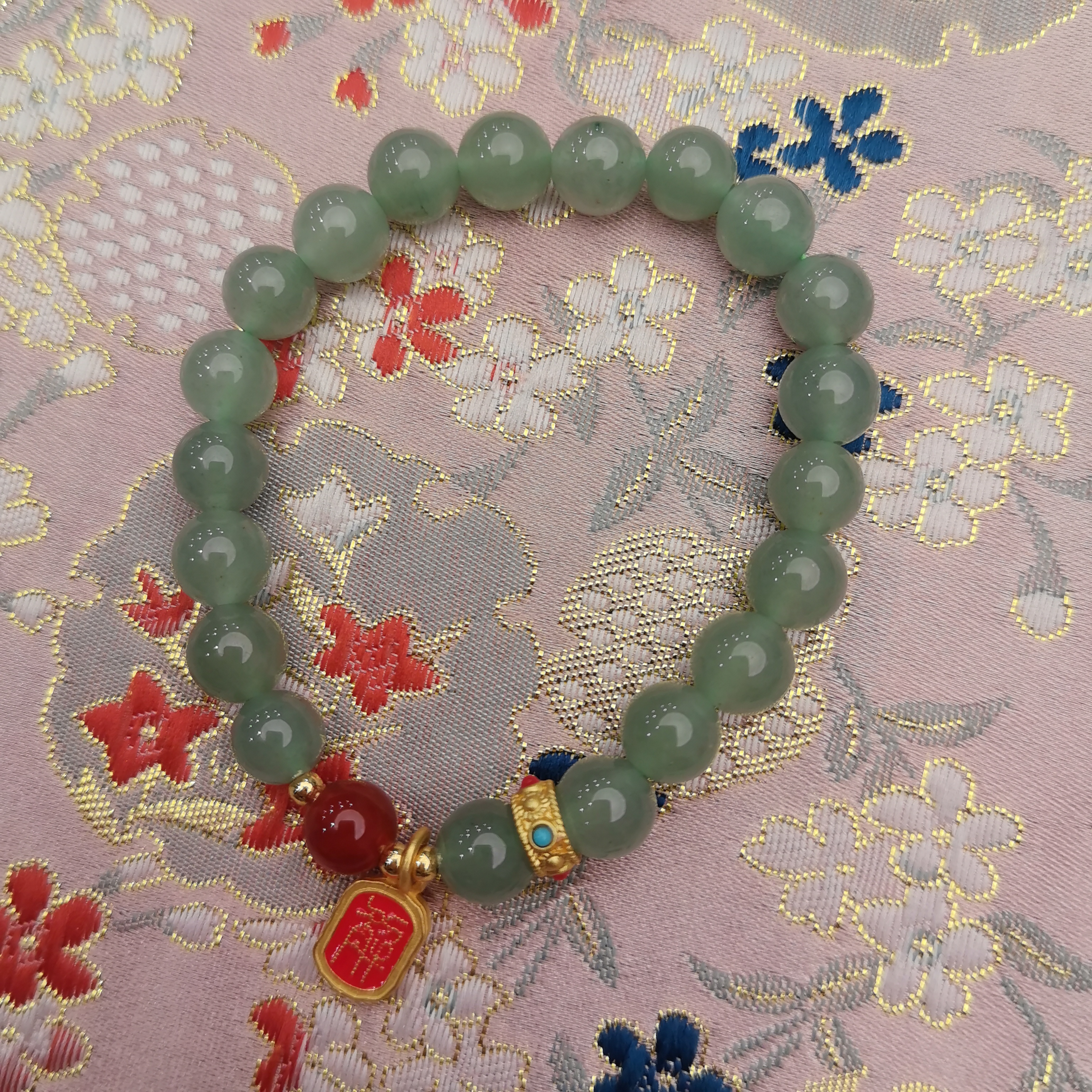  DH 1237 东陵玉护身符手串8mm