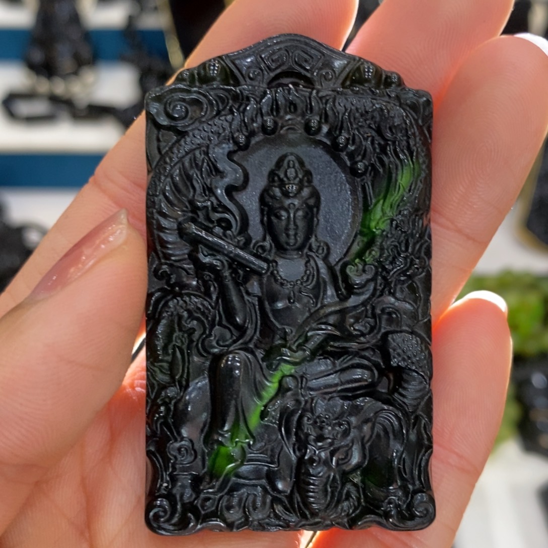 众***器蛇纹石玉未镶嵌吊坠