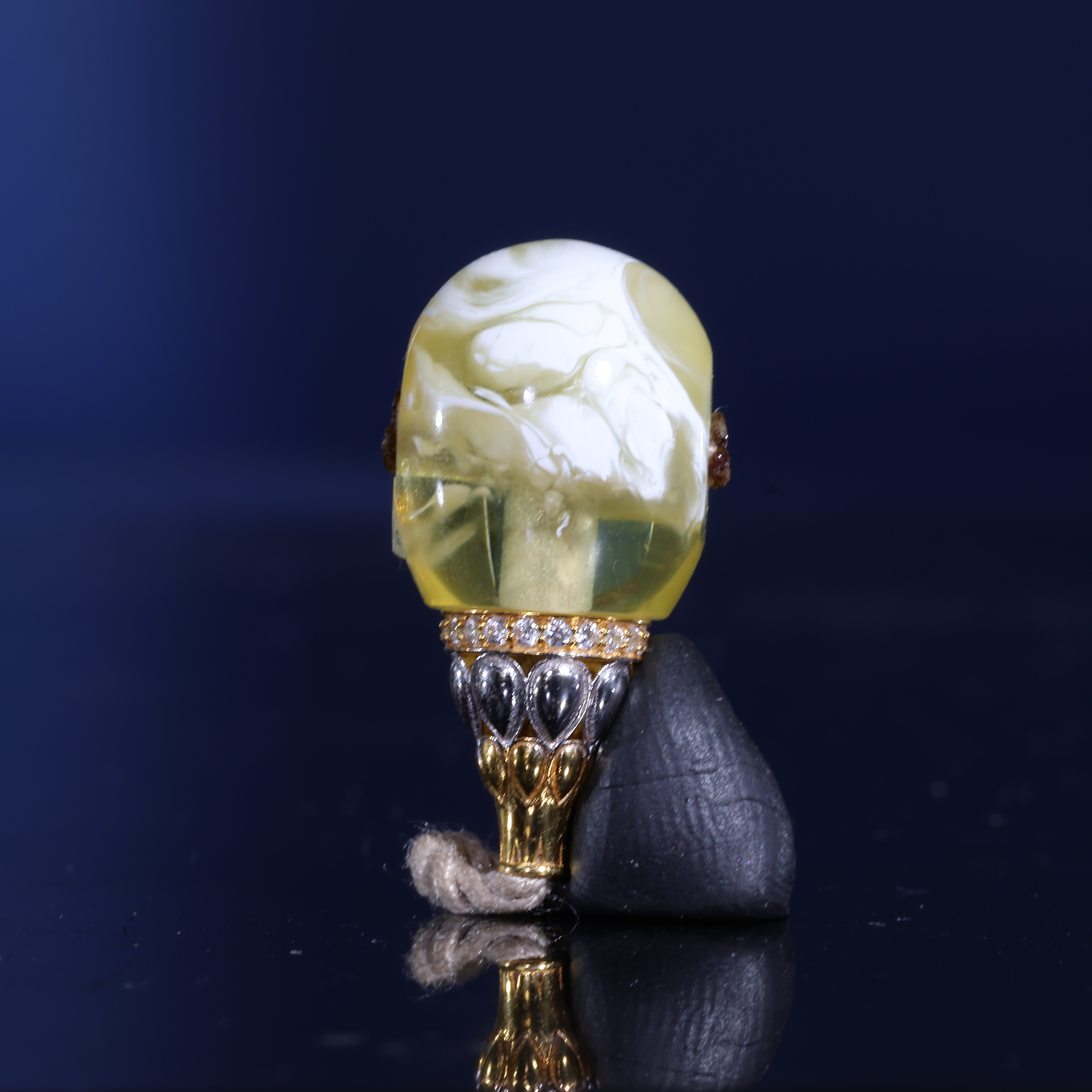11m蜜蜡三通佛头天然原矿金白溶洞透金瓷白金塔三通蜜蜡配饰B932