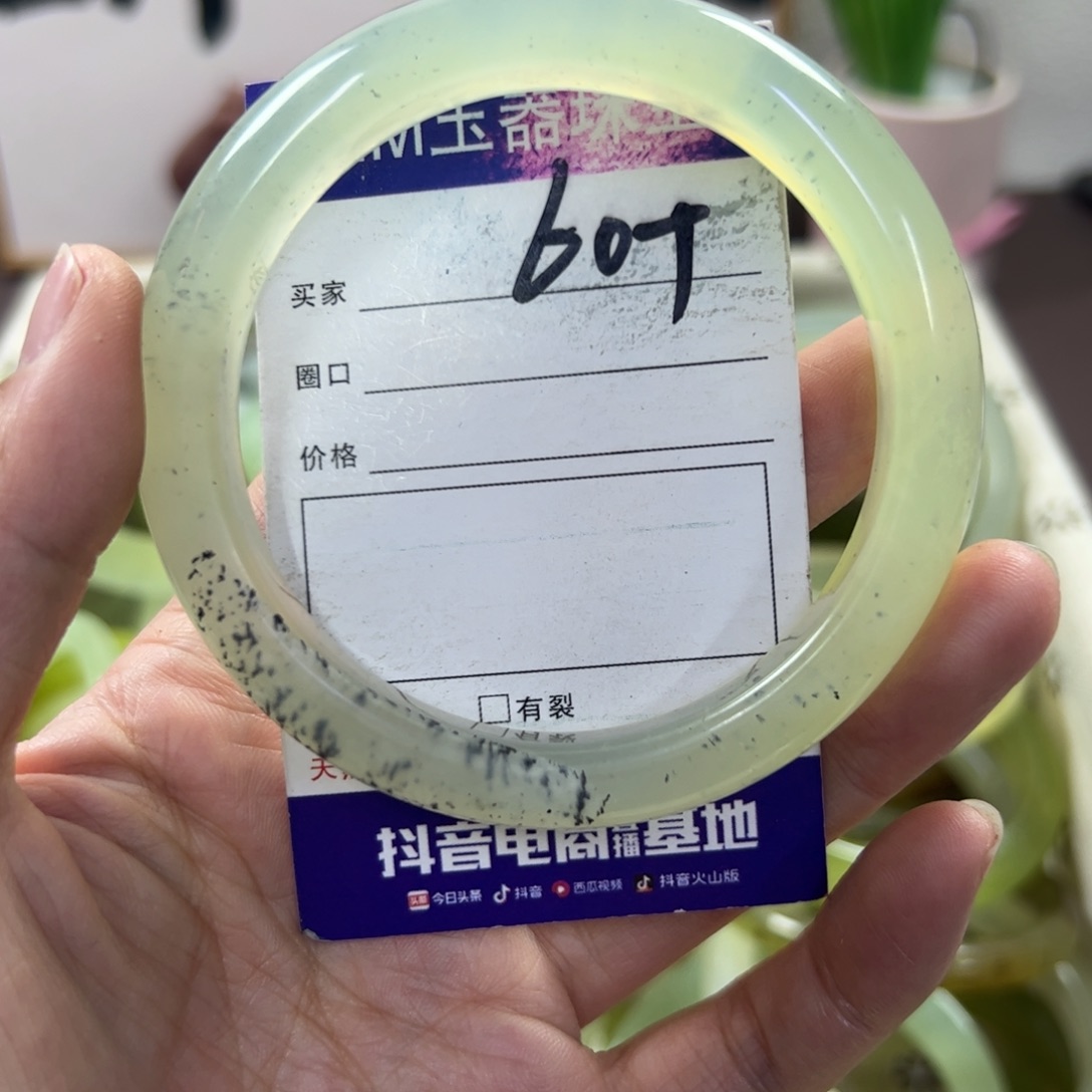 蛇纹石玉手镯足银镀金镶嵌156