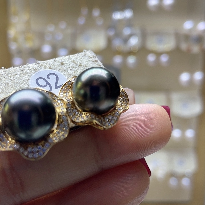 海水珍珠耳饰银S925镶嵌