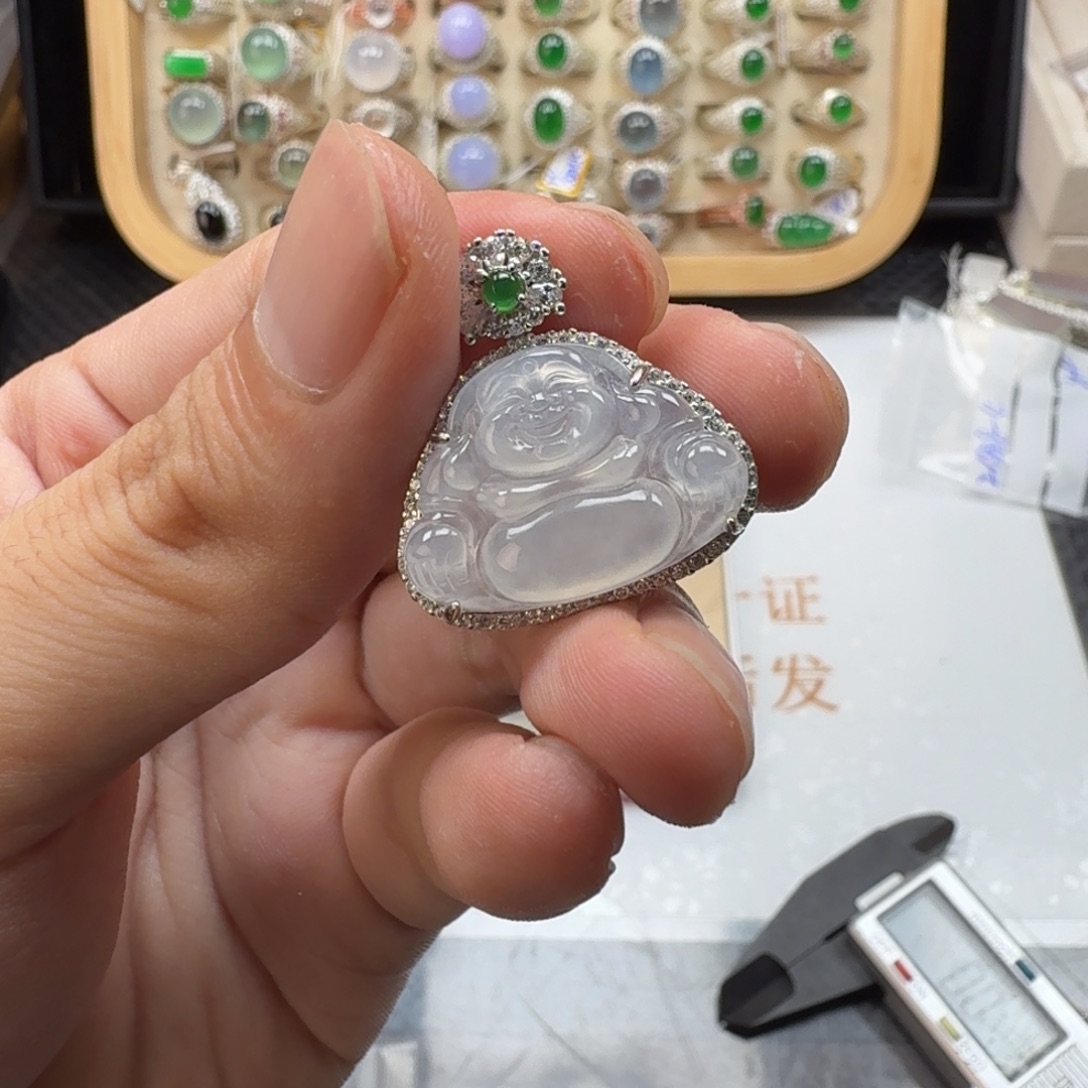 银S925镶嵌戒指翡翠天然缅甸翡翠A货