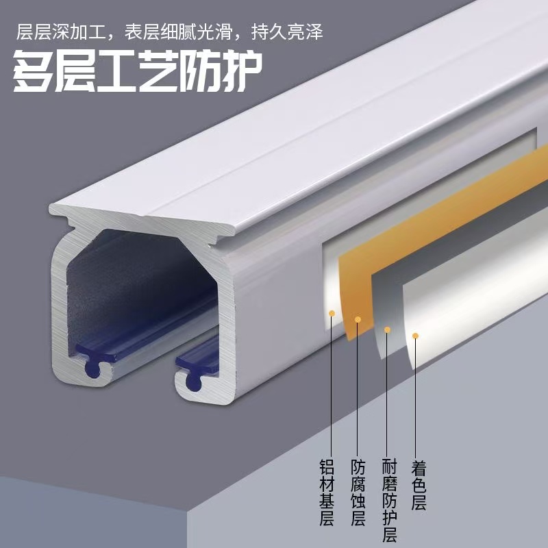加厚铝合金窗帘轨道直轨道窗帘滑道加厚窗帘轨道窗帘轨道滑轨