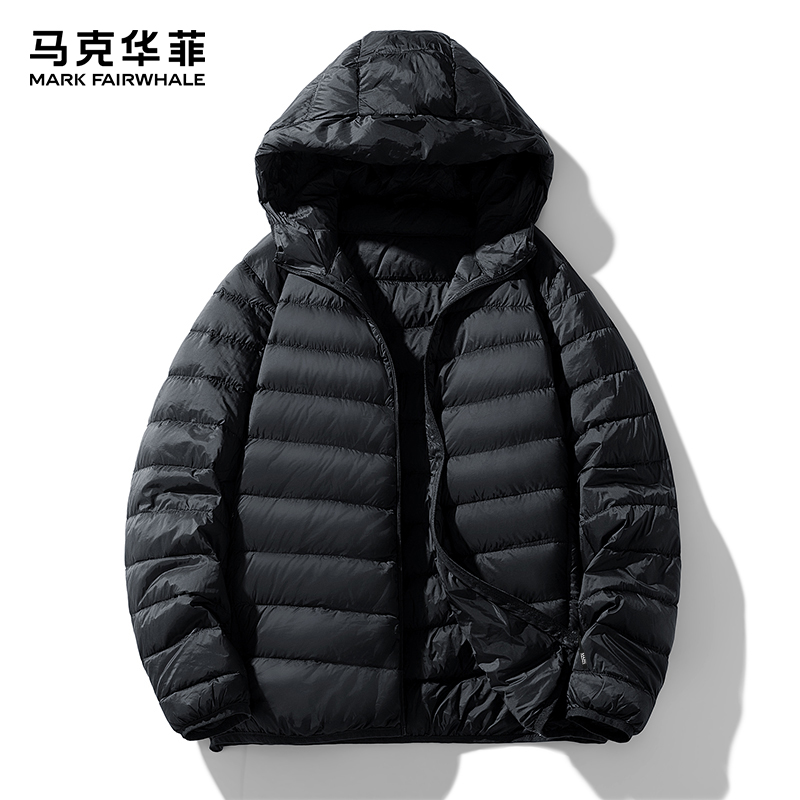 马克华菲轻薄羽绒服冬季保暖休闲连帽男运动短款简约时尚户外轻便