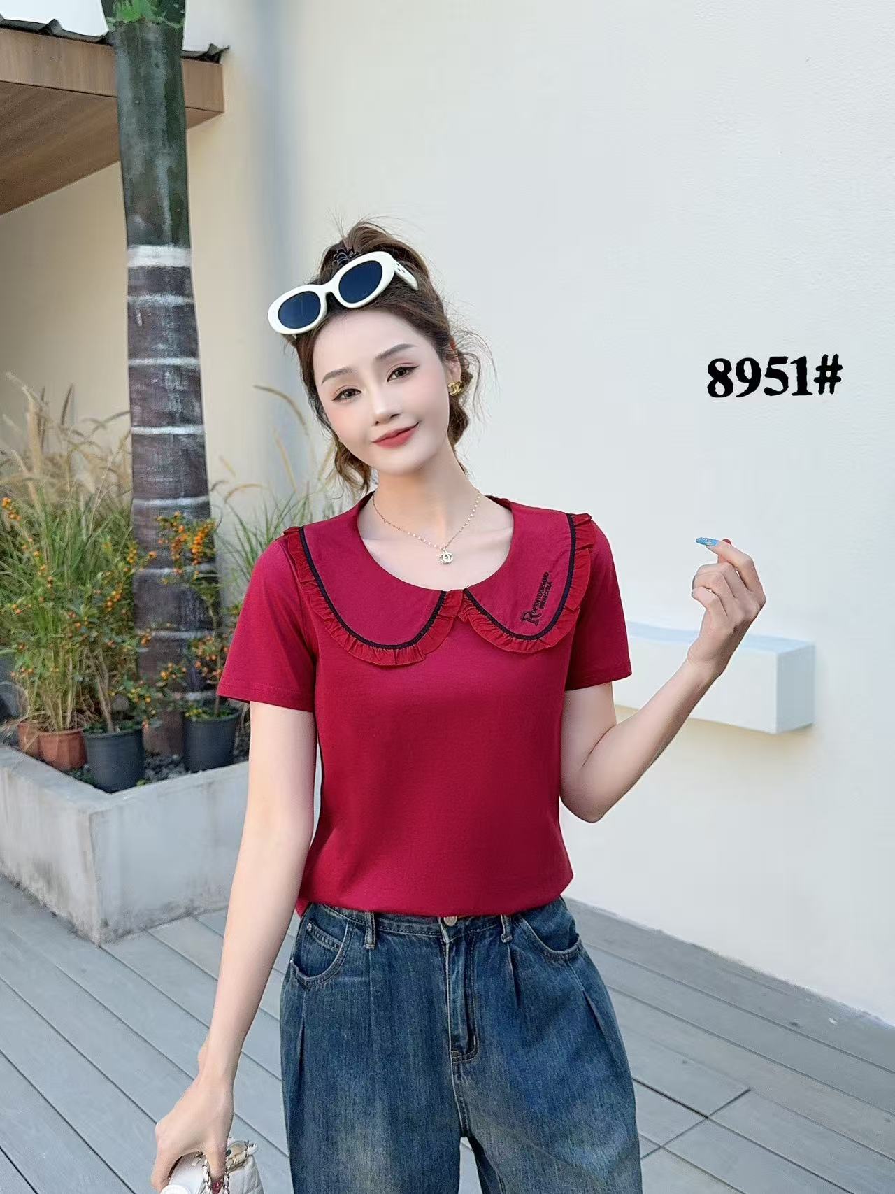 8951时尚百搭显瘦短袖t恤女设计感小众洋气上衣潮
